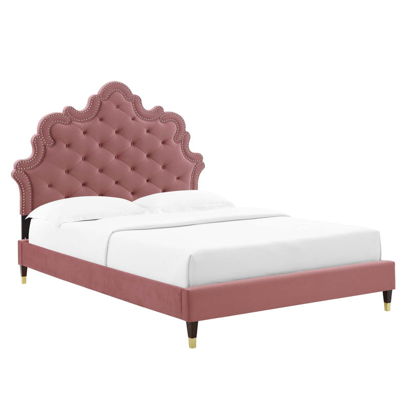 Modway Gwyneth Tufted Performance Velvet Queen Platform Bed - MOD-6752 | Beds | Modishstore - 10