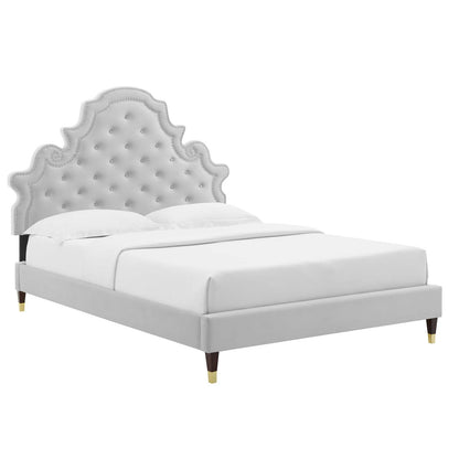 Modway Gwyneth Tufted Performance Velvet Queen Platform Bed - MOD-6752 | Beds | Modishstore - 18