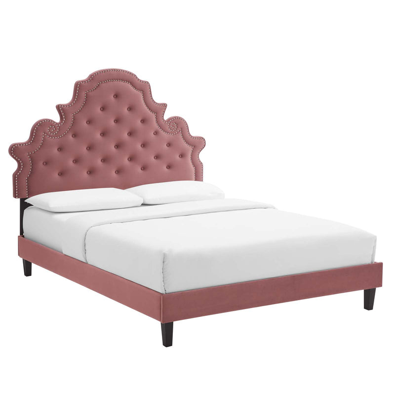 Modway Gwyneth Tufted Performance Velvet Queen Platform Bed - MOD-6753 | Beds | Modishstore - 10