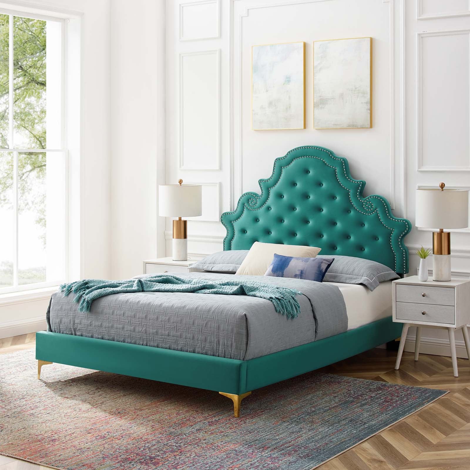 Modway Gwyneth Tufted Performance Velvet King Platform Bed - MOD-6760 | Beds | Modishstore - 59