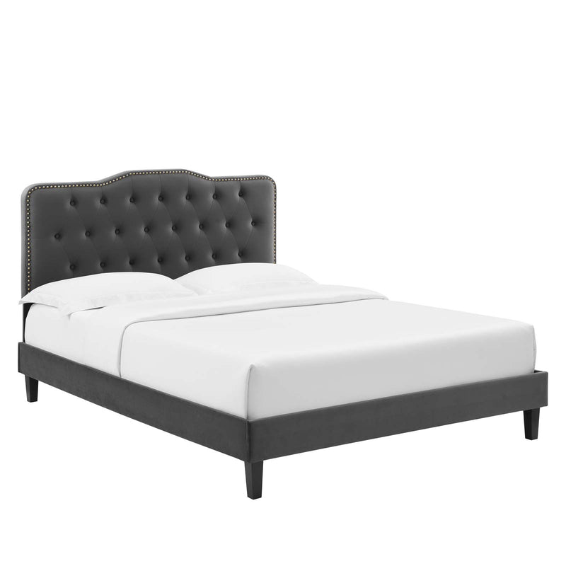 Amber Performance Velvet Queen Platform Bed By Modway - MOD-6777 | Beds | Modishstore - 1