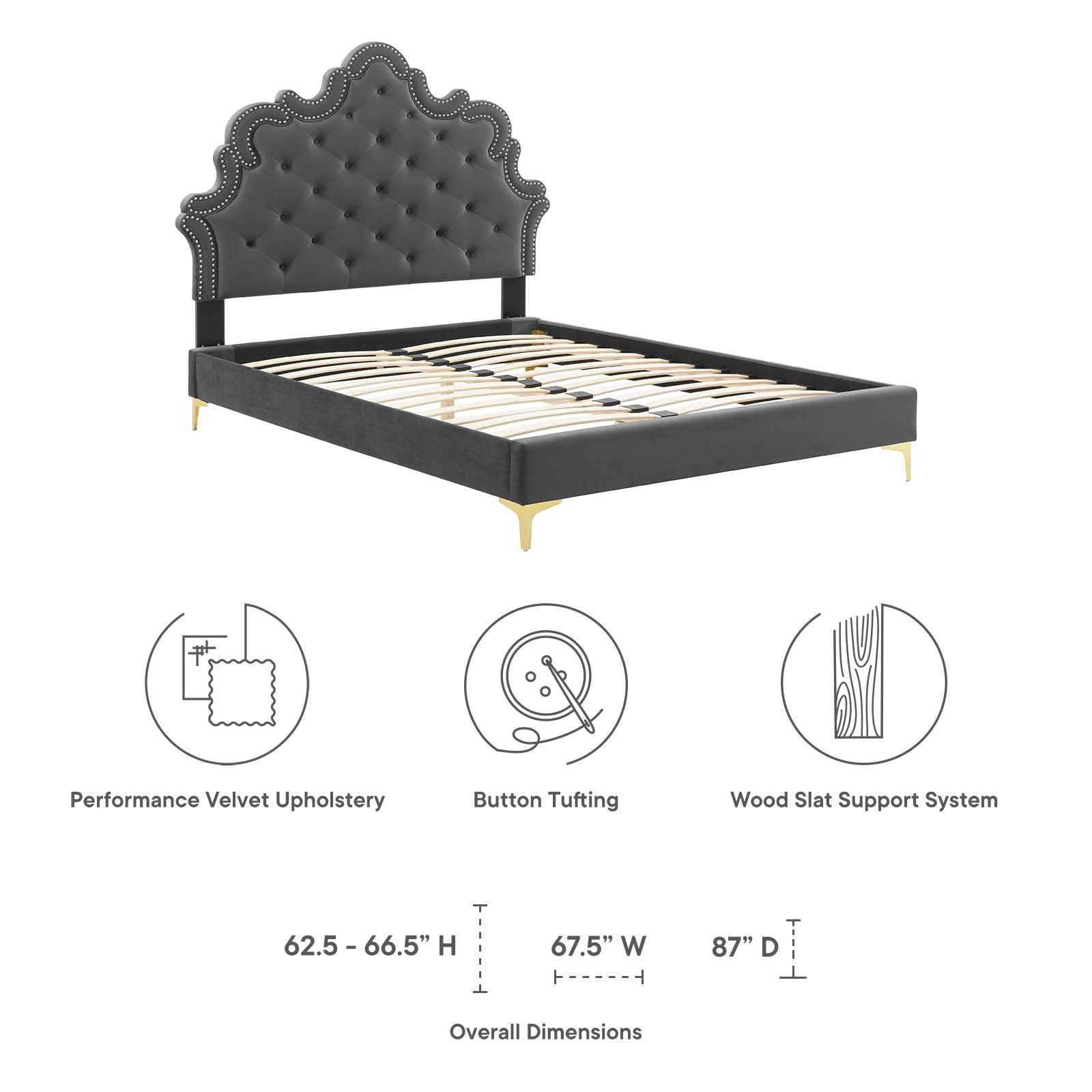 Sasha Button-Tufted Performance Velvet Queen Bed By Modway - MOD-6817 | Beds | Modishstore - 10