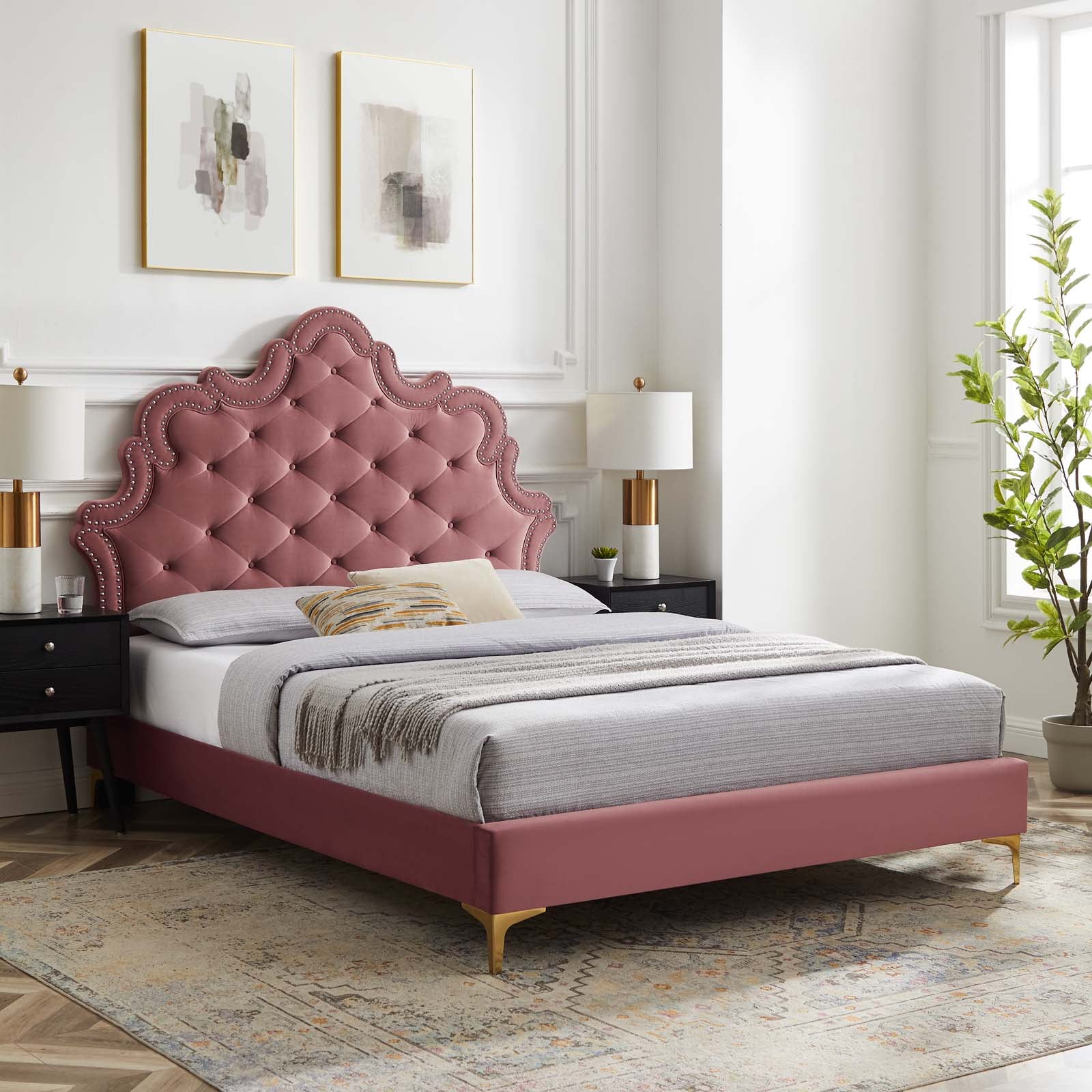 Sasha Button-Tufted Performance Velvet Queen Bed By Modway - MOD-6817 | Beds | Modishstore - 12