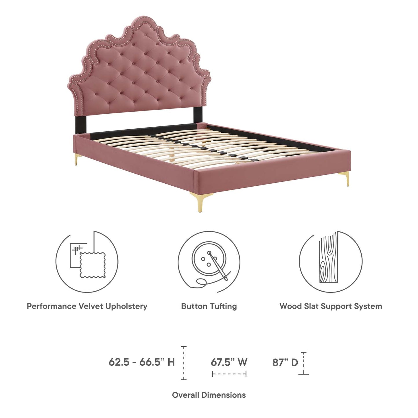 Sasha Button-Tufted Performance Velvet Queen Bed By Modway - MOD-6817 | Beds | Modishstore - 21