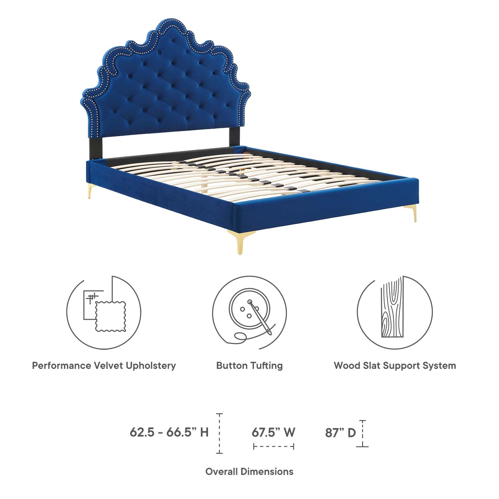 Sasha Button-Tufted Performance Velvet Queen Bed By Modway - MOD-6817 | Beds | Modishstore - 32