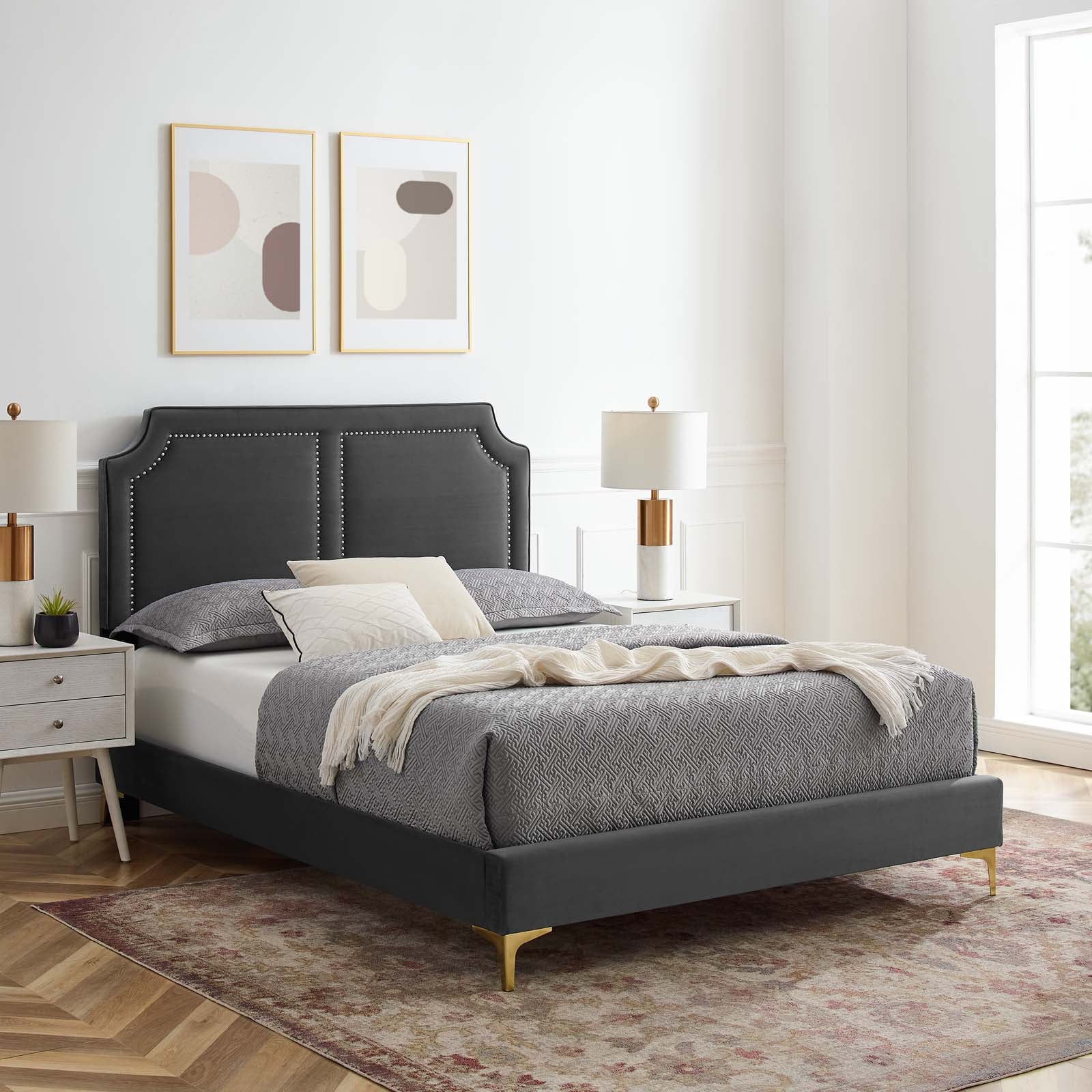 Novi Performance Velvet Queen Bed By Modway - MOD-6818 | Beds | Modishstore - 1