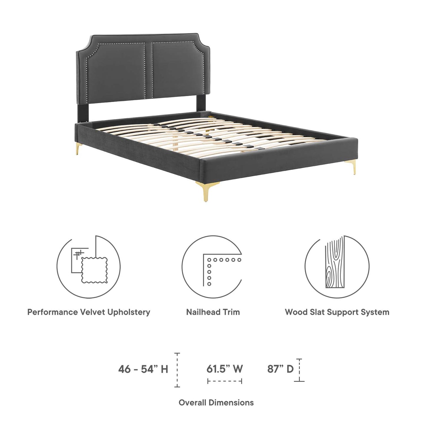 Novi Performance Velvet Queen Bed By Modway - MOD-6818 | Beds | Modishstore - 10