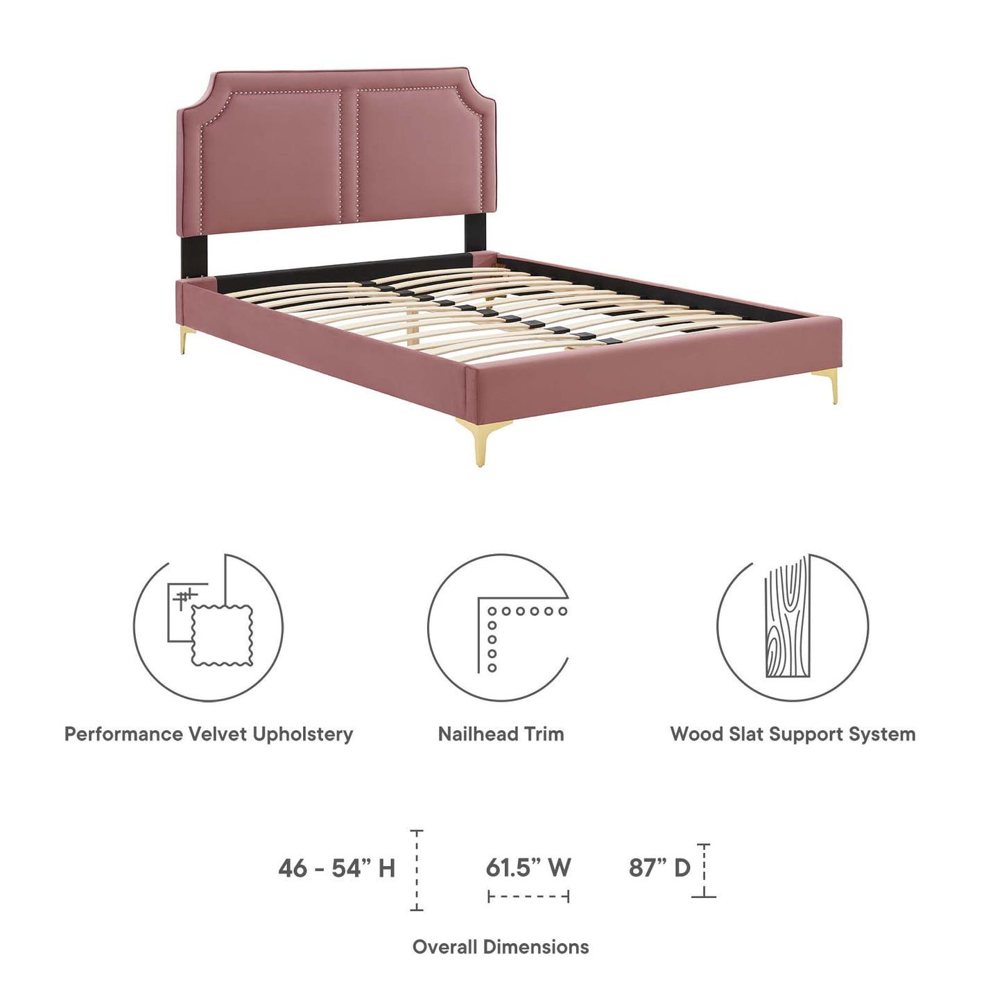 Novi Performance Velvet Queen Bed By Modway - MOD-6818 | Beds | Modishstore - 21