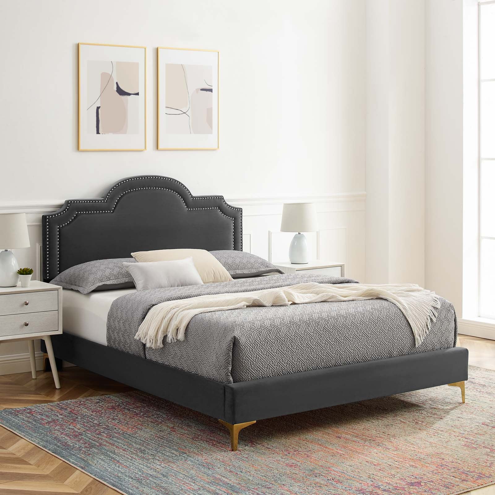 Aviana Performance Velvet Queen Bed By Modway - MOD-6819 | Beds | Modishstore - 1