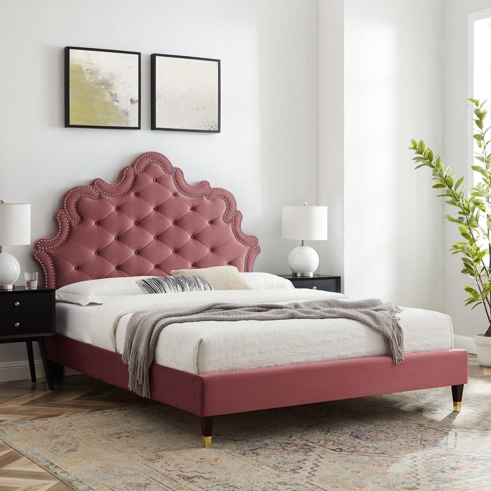 Sasha Button-Tufted Performance Velvet Queen Bed By Modway - MOD-6822 | Beds | Modishstore - 1