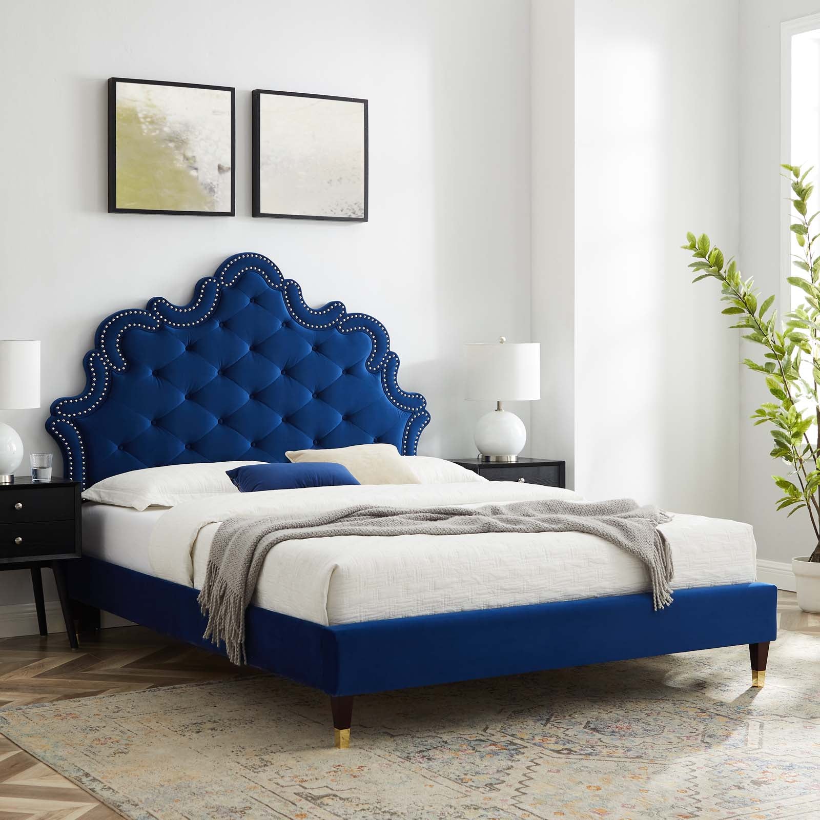 Sasha Button-Tufted Performance Velvet Queen Bed By Modway - MOD-6822 | Beds | Modishstore - 12