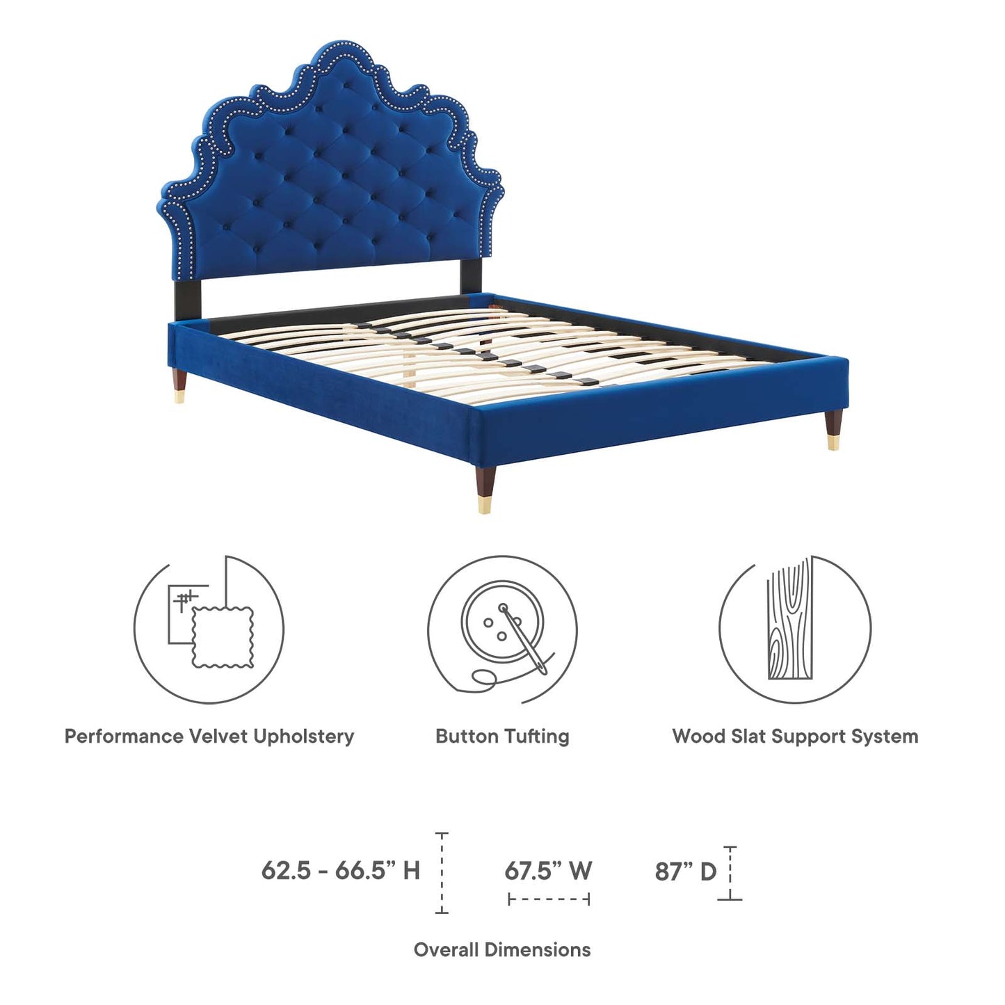 Sasha Button-Tufted Performance Velvet Queen Bed By Modway - MOD-6822 | Beds | Modishstore - 21