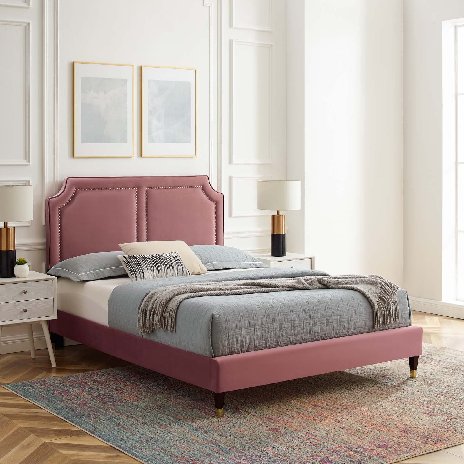 Novi Performance Velvet Queen Bed By Modway - MOD-6823 | Beds | Modishstore - 12