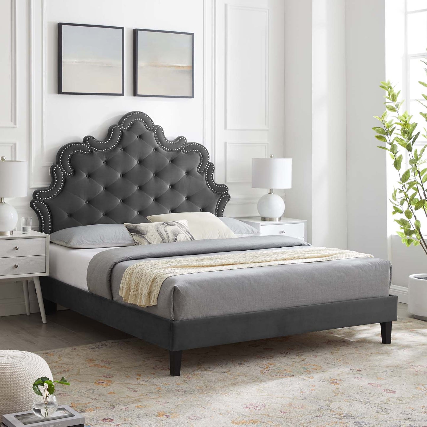 Sasha Button-Tufted Performance Velvet Queen Bed By Modway - MOD-6827 | Beds | Modishstore