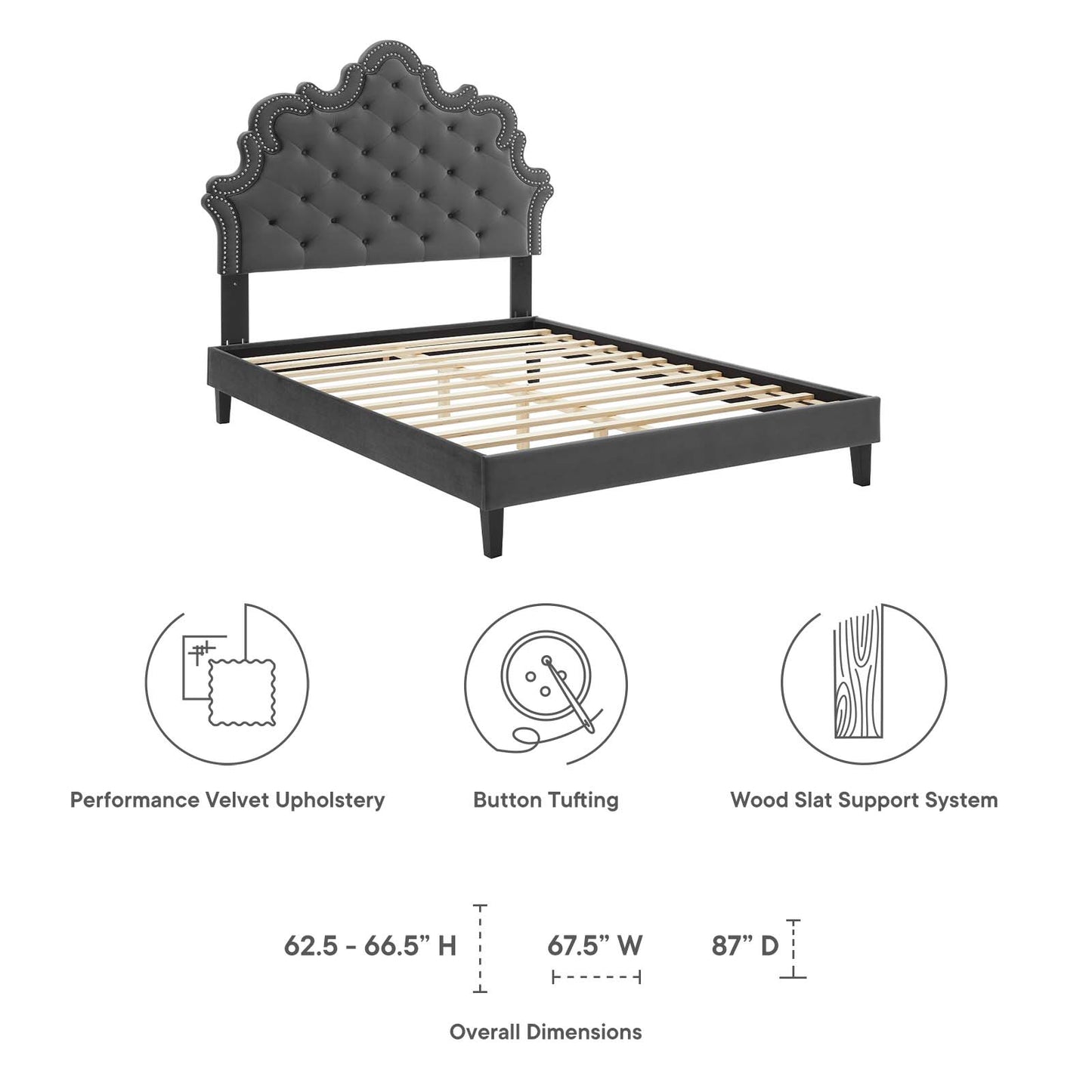 Sasha Button-Tufted Performance Velvet Queen Bed By Modway - MOD-6827 | Beds | Modishstore - 10