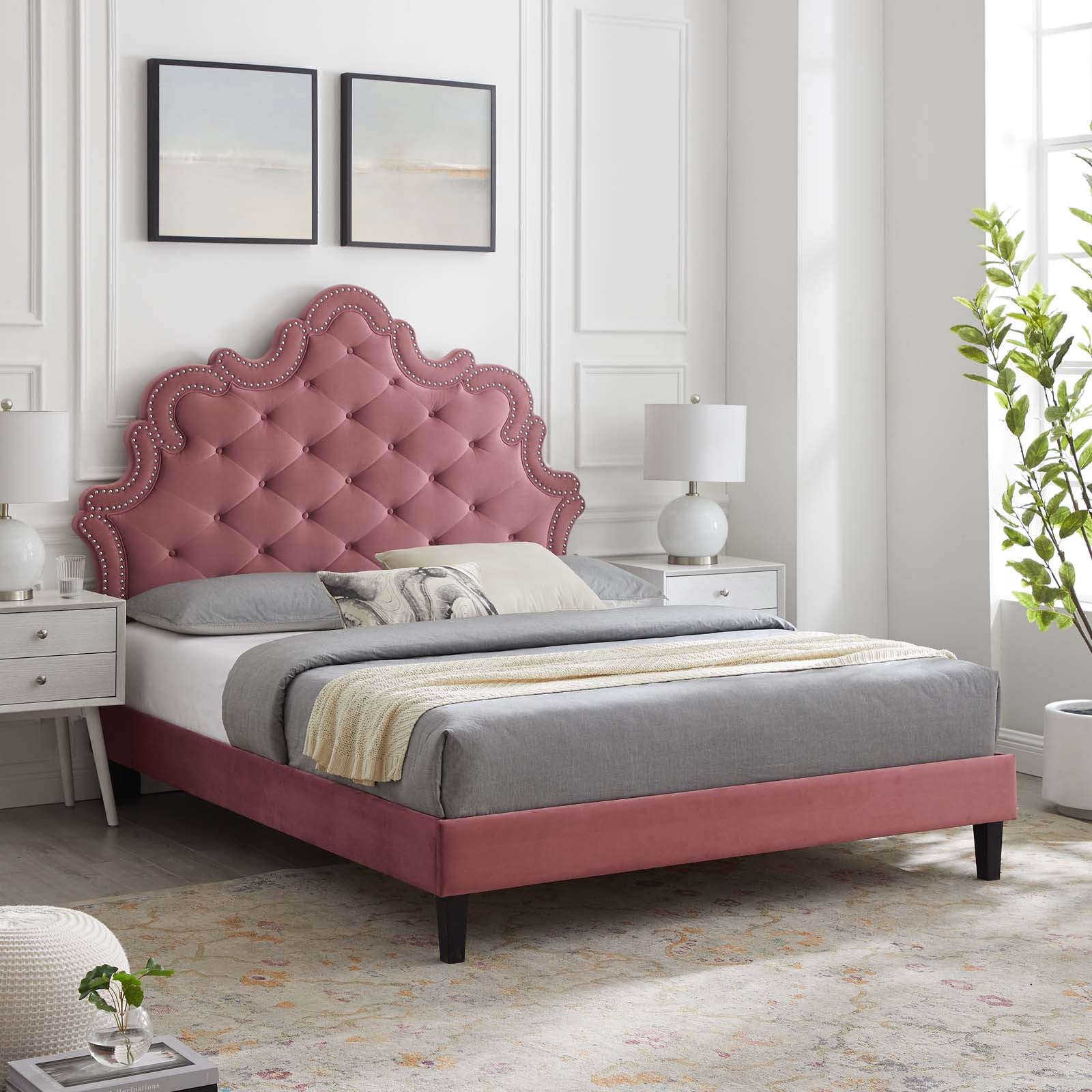 Sasha Button-Tufted Performance Velvet Queen Bed By Modway - MOD-6827 | Beds | Modishstore - 12