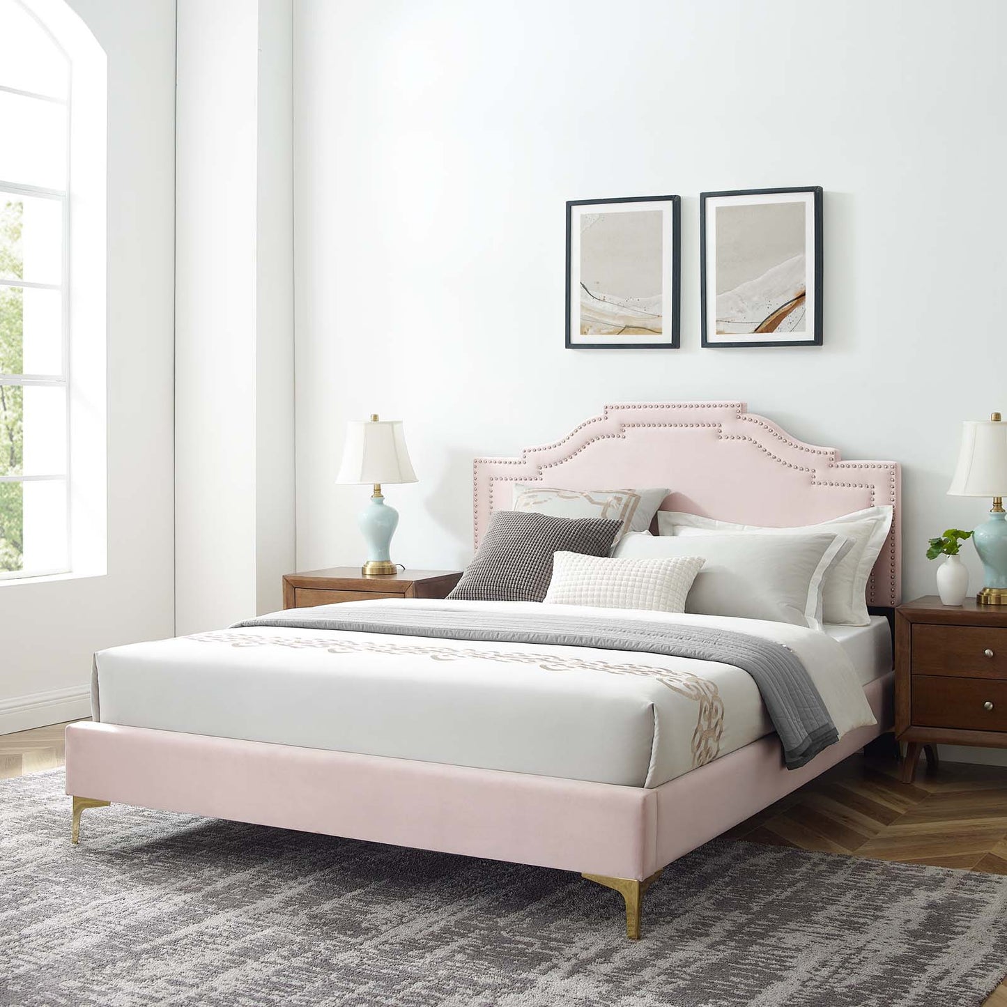 Adelaide Performance Velvet King Platform Bed By Modway - MOD-6862 | Beds | Modishstore - 77