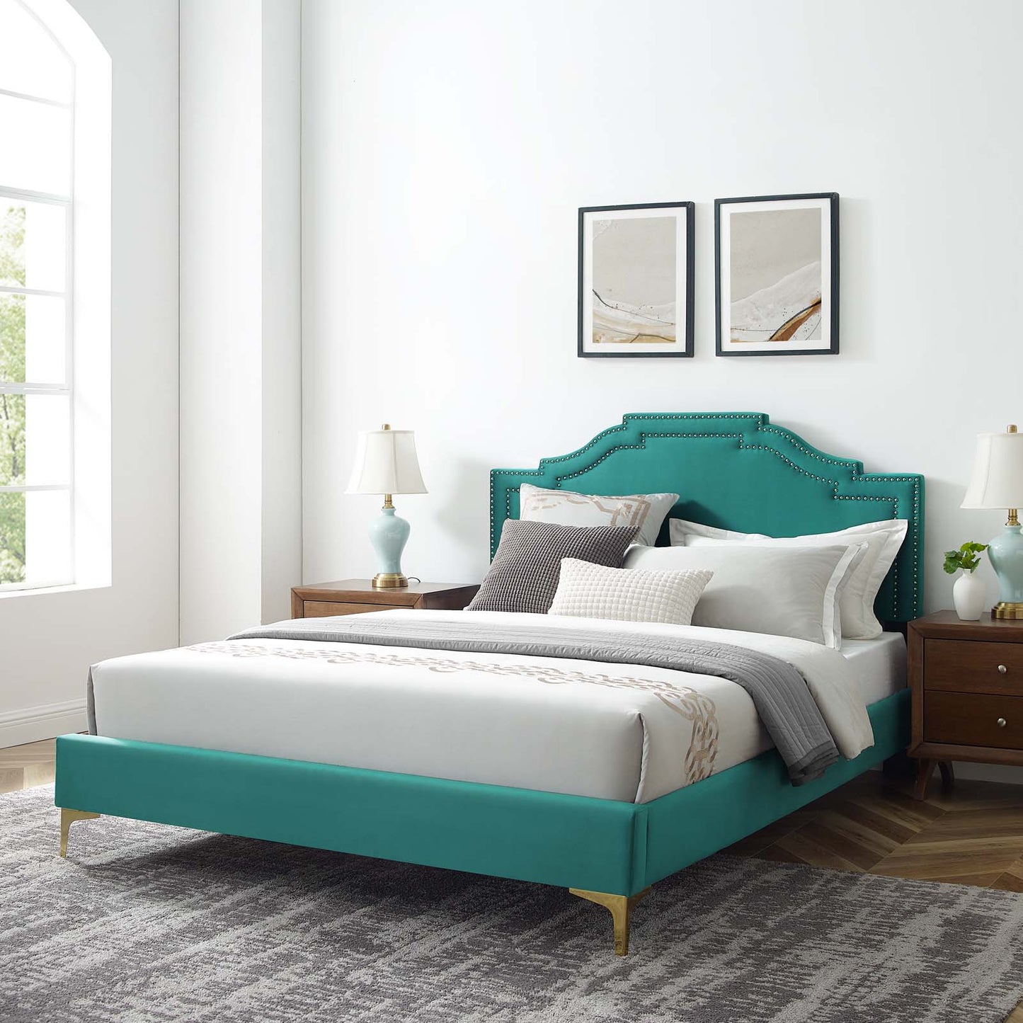 Adelaide Performance Velvet King Platform Bed By Modway - MOD-6862 | Beds | Modishstore - 91