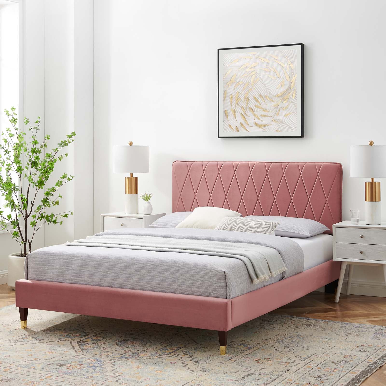 Modway Phillipa Performance Velvet King Platform Bed - MOD-6929 | Beds | Modishstore - 9