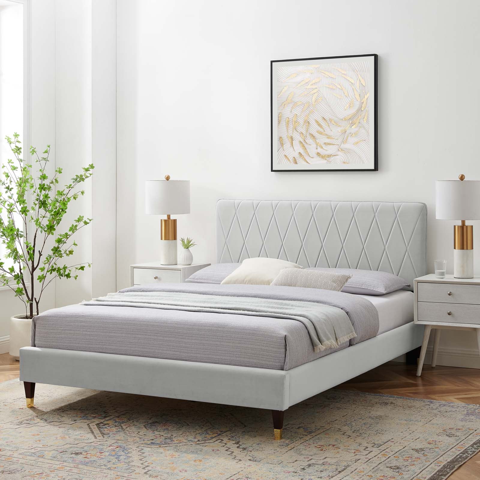 Modway Phillipa Performance Velvet King Platform Bed - MOD-6929 | Beds | Modishstore - 17