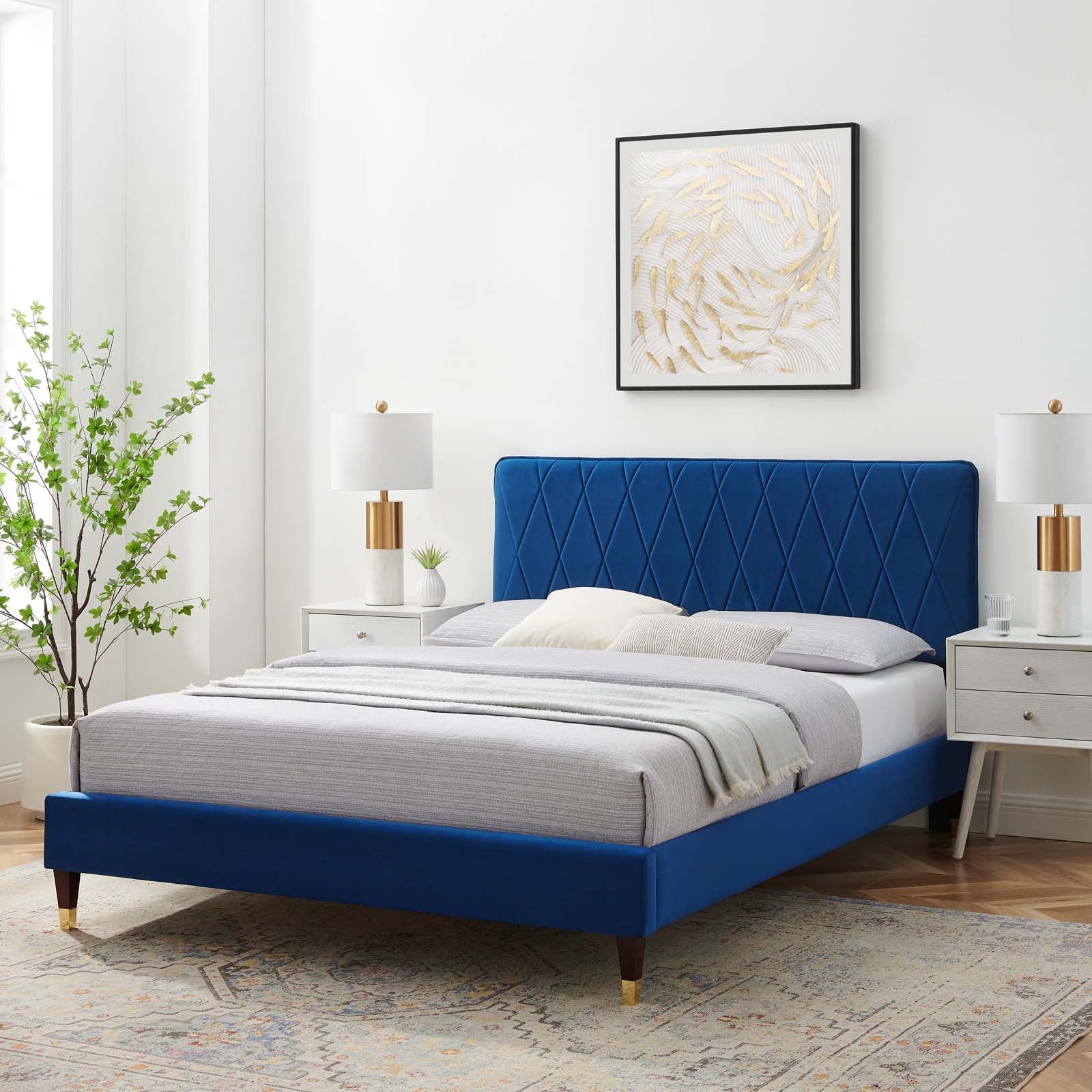 Modway Phillipa Performance Velvet King Platform Bed - MOD-6929 | Beds | Modishstore - 30