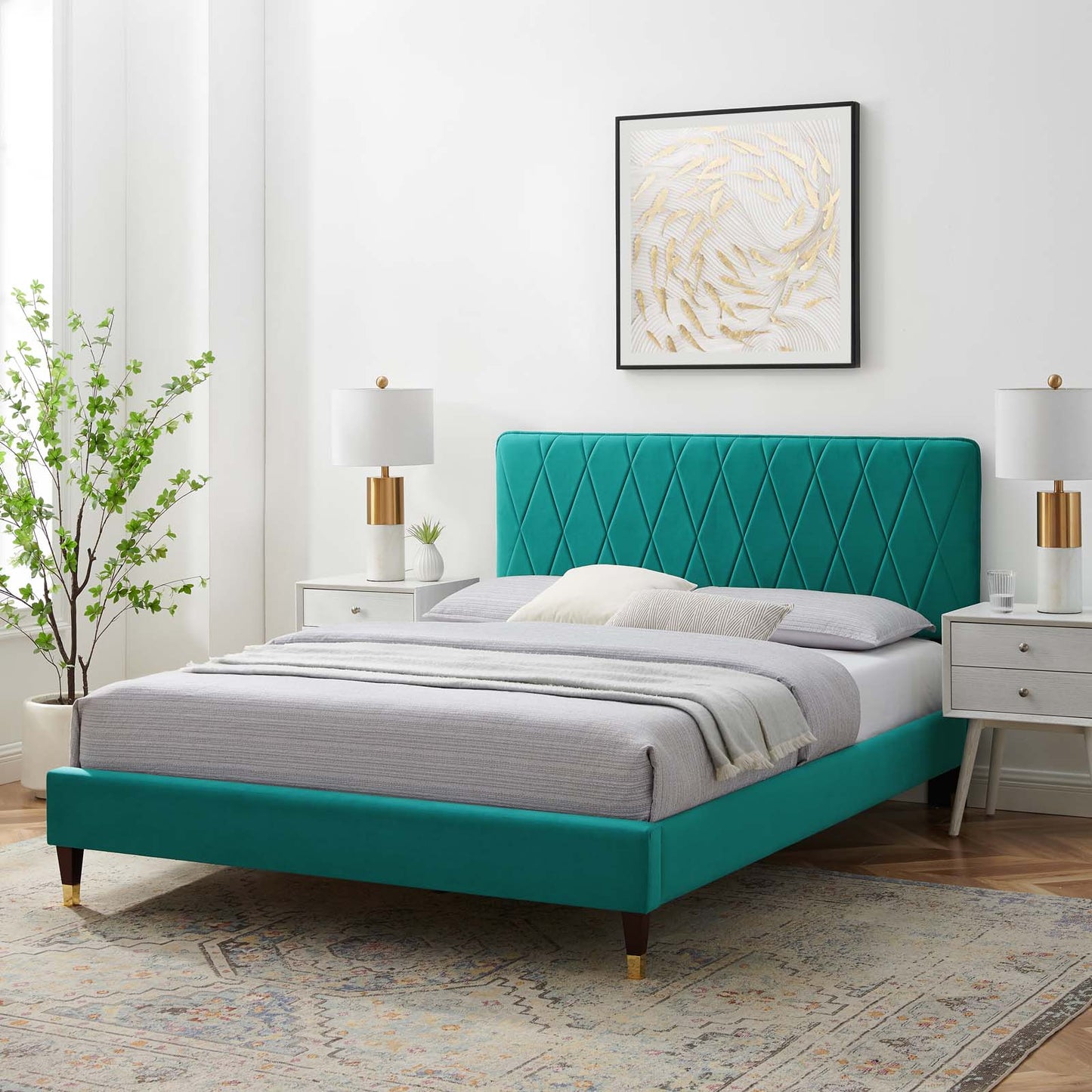 Modway Phillipa Performance Velvet King Platform Bed - MOD-6929 | Beds | Modishstore - 48