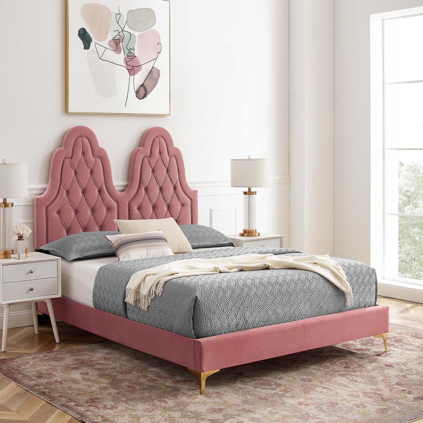 Modway Alexandria Tufted Performance Velvet King Platform Bed - MOD-6937 | Beds | Modishstore - 8