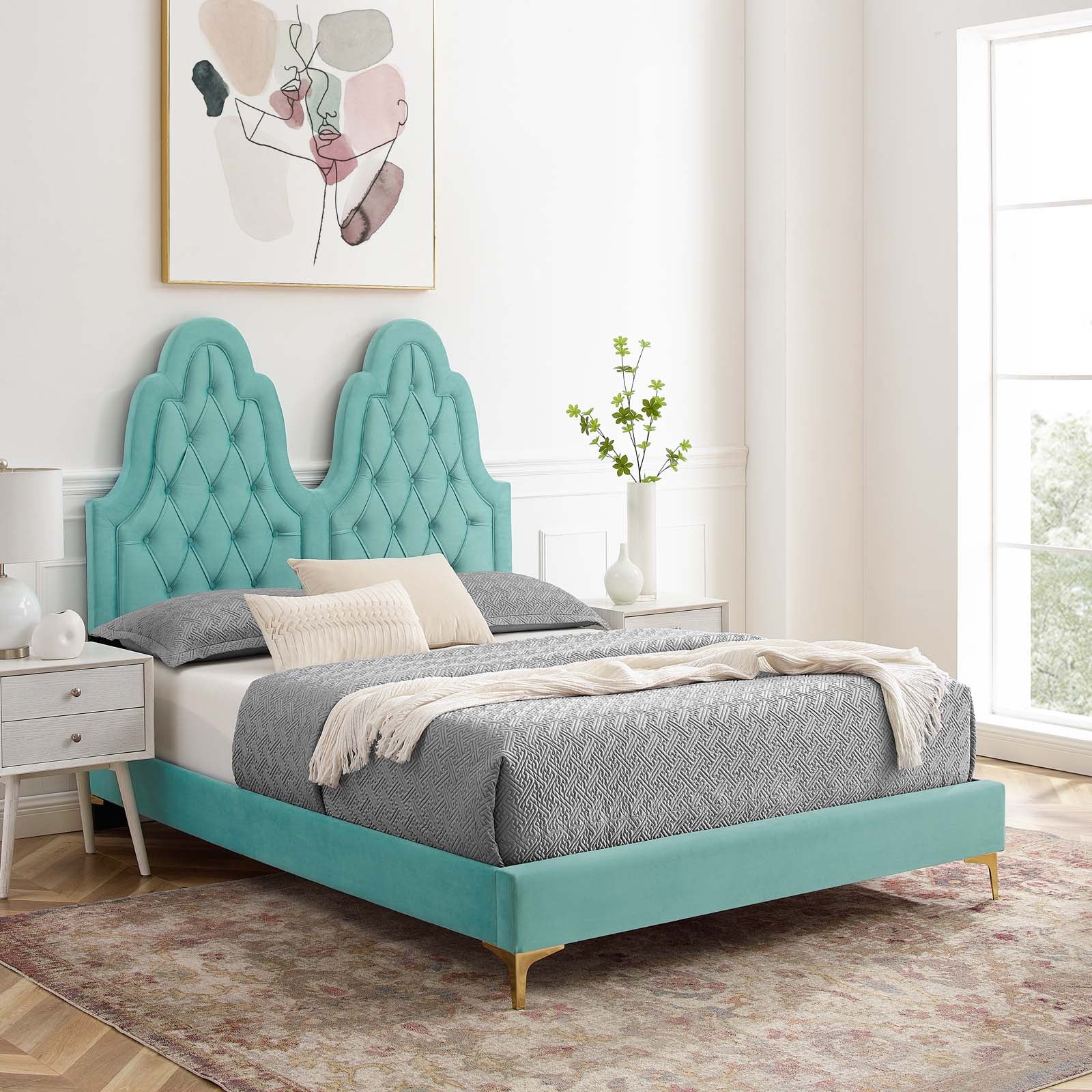 Modway Alexandria Tufted Performance Velvet King Platform Bed - MOD-6937 | Beds | Modishstore - 23