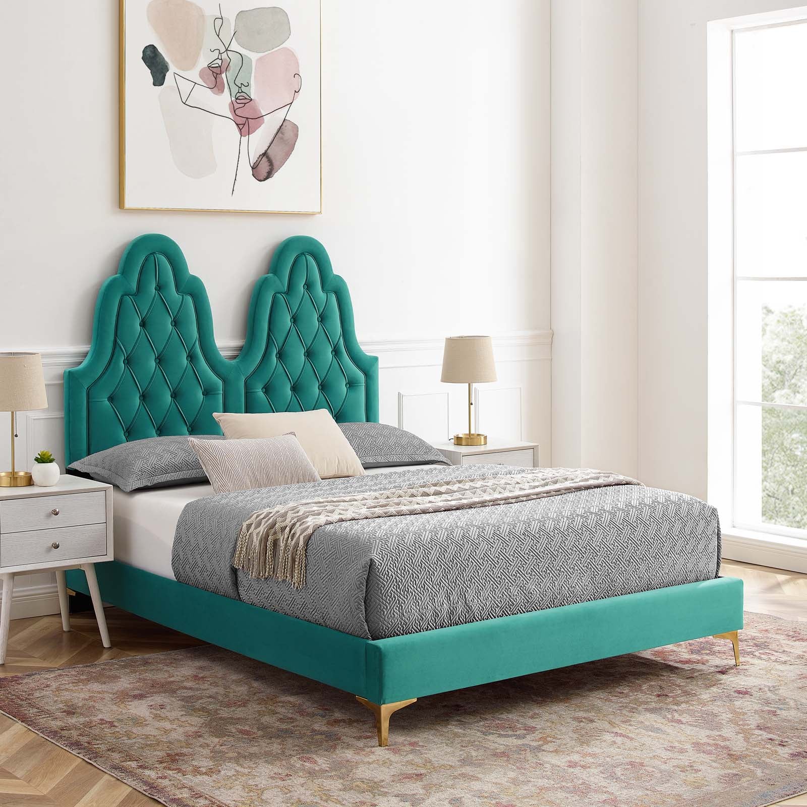 Modway Alexandria Tufted Performance Velvet King Platform Bed - MOD-6937 | Beds | Modishstore - 49