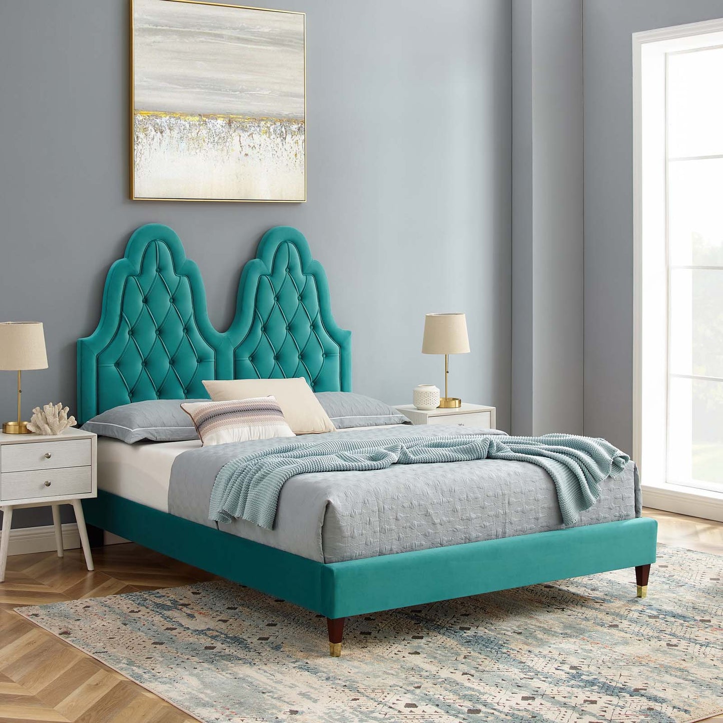 Modway Alexandria Tufted Performance Velvet King Platform Bed - MOD-6938 | Beds | Modishstore - 45