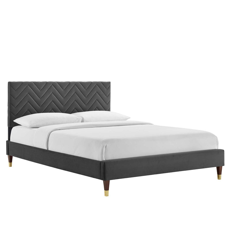 Leah Chevron Tufted Performance Velvet Queen Platform Bed By Modway - MOD-6969 | Beds | Modishstore - 2