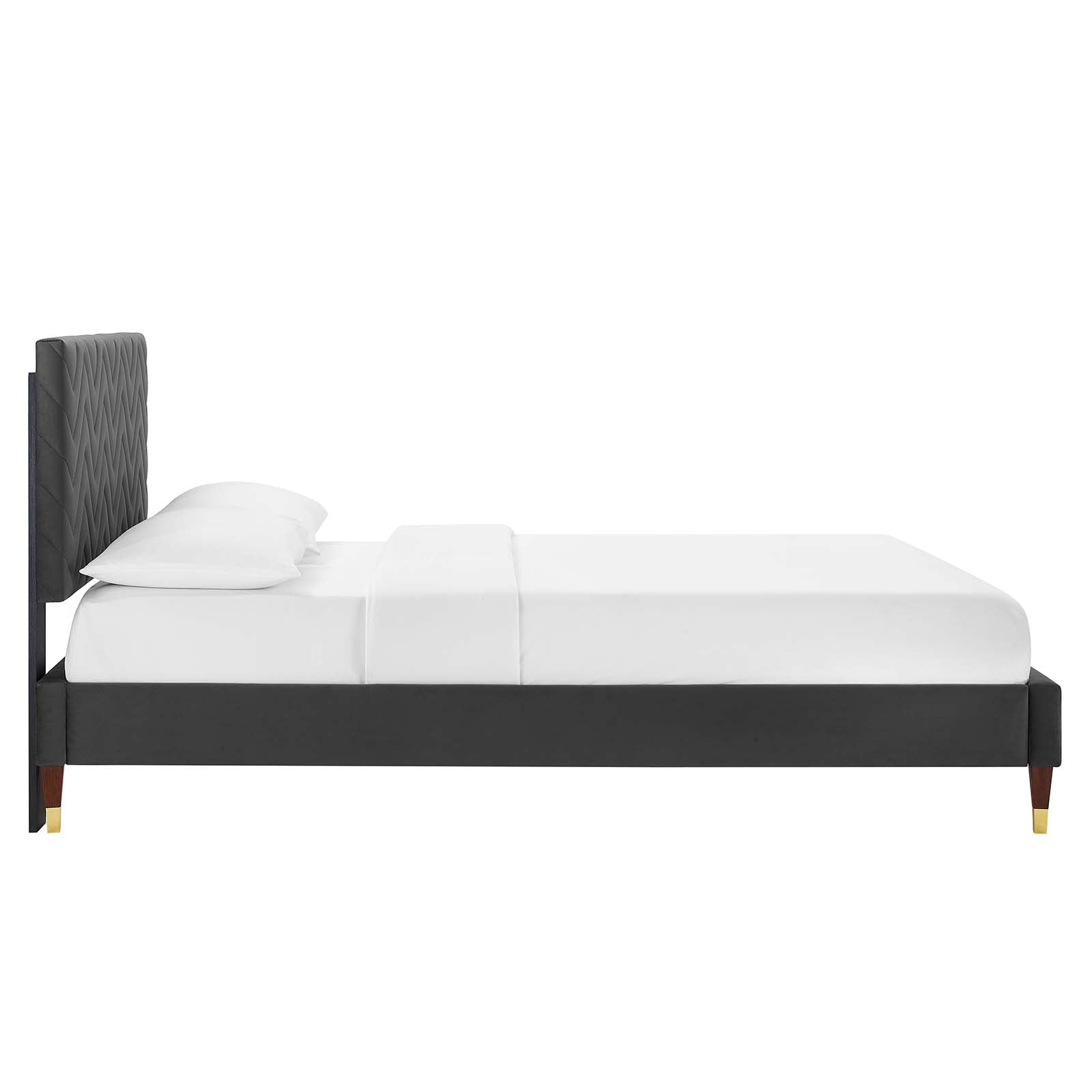 Leah Chevron Tufted Performance Velvet Queen Platform Bed By Modway - MOD-6969 | Beds | Modishstore - 3