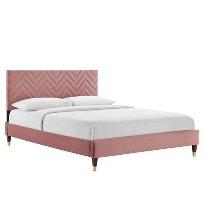 Leah Chevron Tufted Performance Velvet Queen Platform Bed By Modway - MOD-6969 | Beds | Modishstore - 9