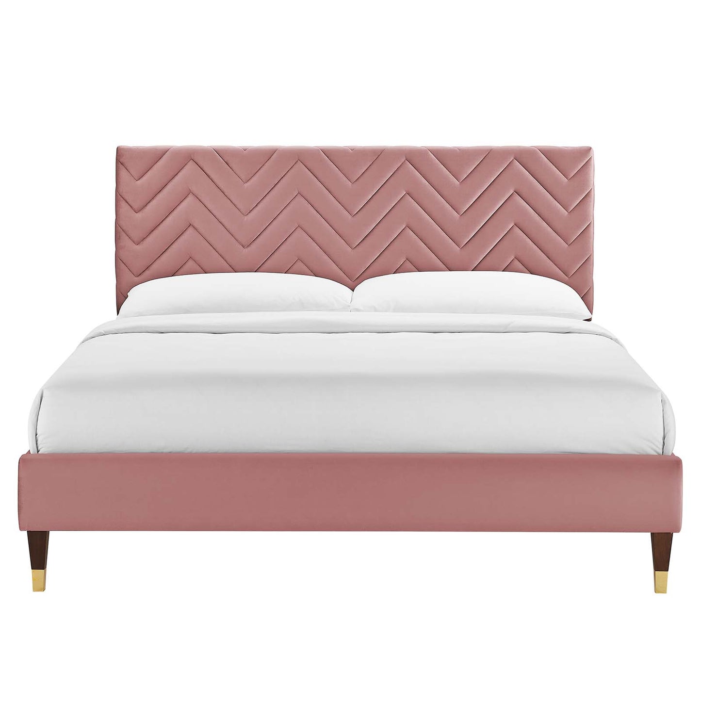 Leah Chevron Tufted Performance Velvet Queen Platform Bed By Modway - MOD-6969 | Beds | Modishstore - 11