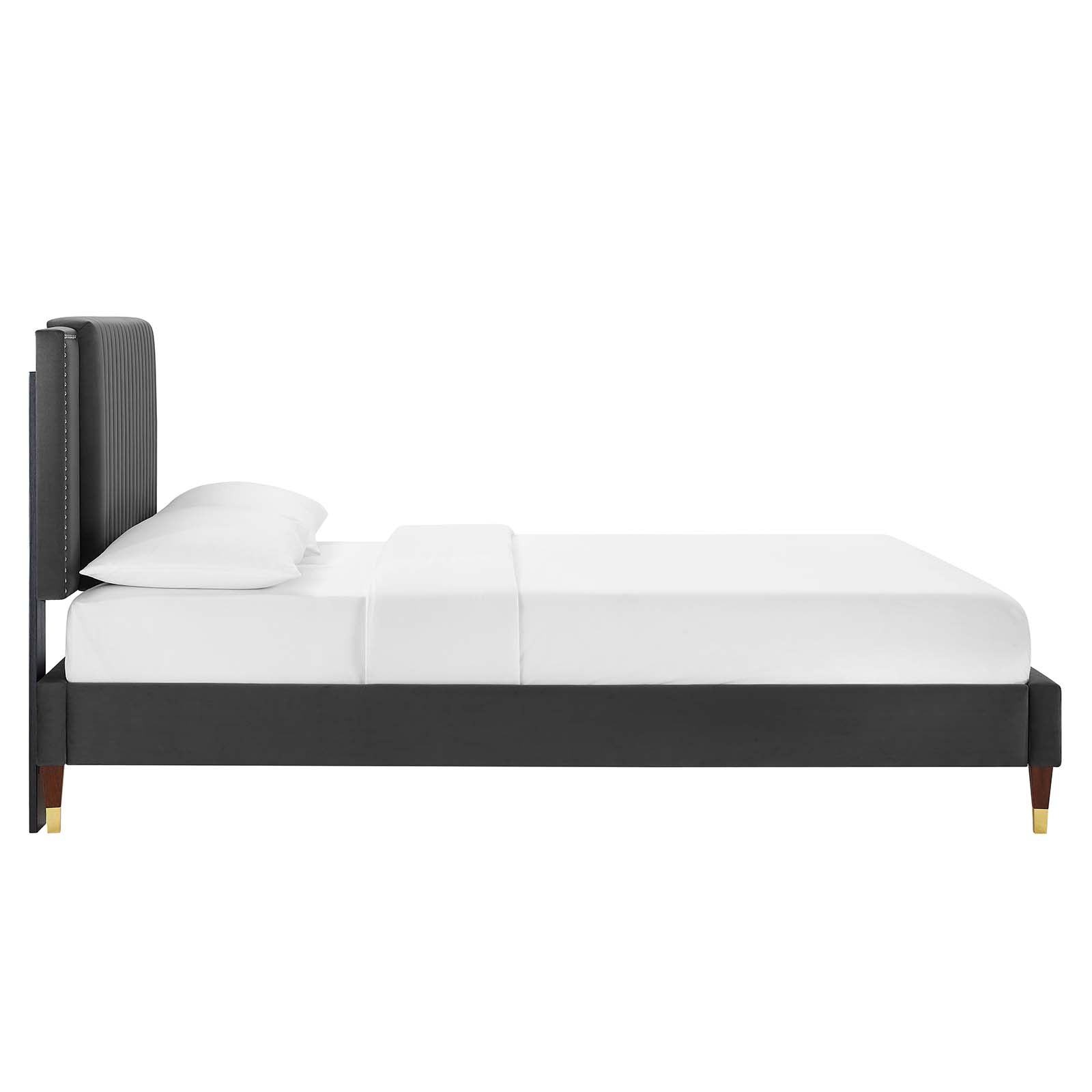 Zahra Channel Tufted Performance Velvet Queen Platform Bed By Modway - MOD-6970 | Beds | Modishstore - 3