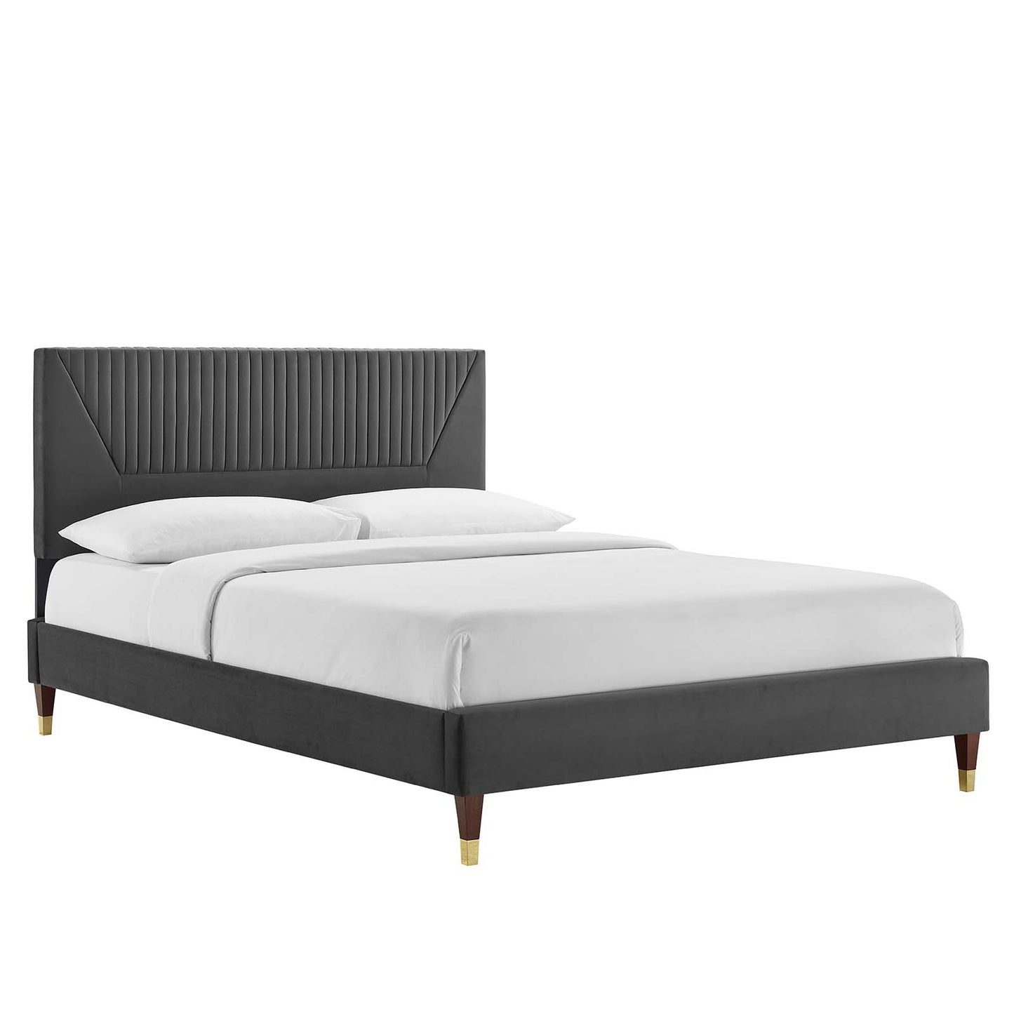 Yasmine Channel Tufted Performance Velvet Queen Platform Bed By Modway - MOD-6972 | Beds | Modishstore - 2