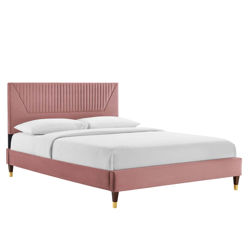 Yasmine Channel Tufted Performance Velvet Queen Platform Bed By Modway - MOD-6972 | Beds | Modishstore - 9