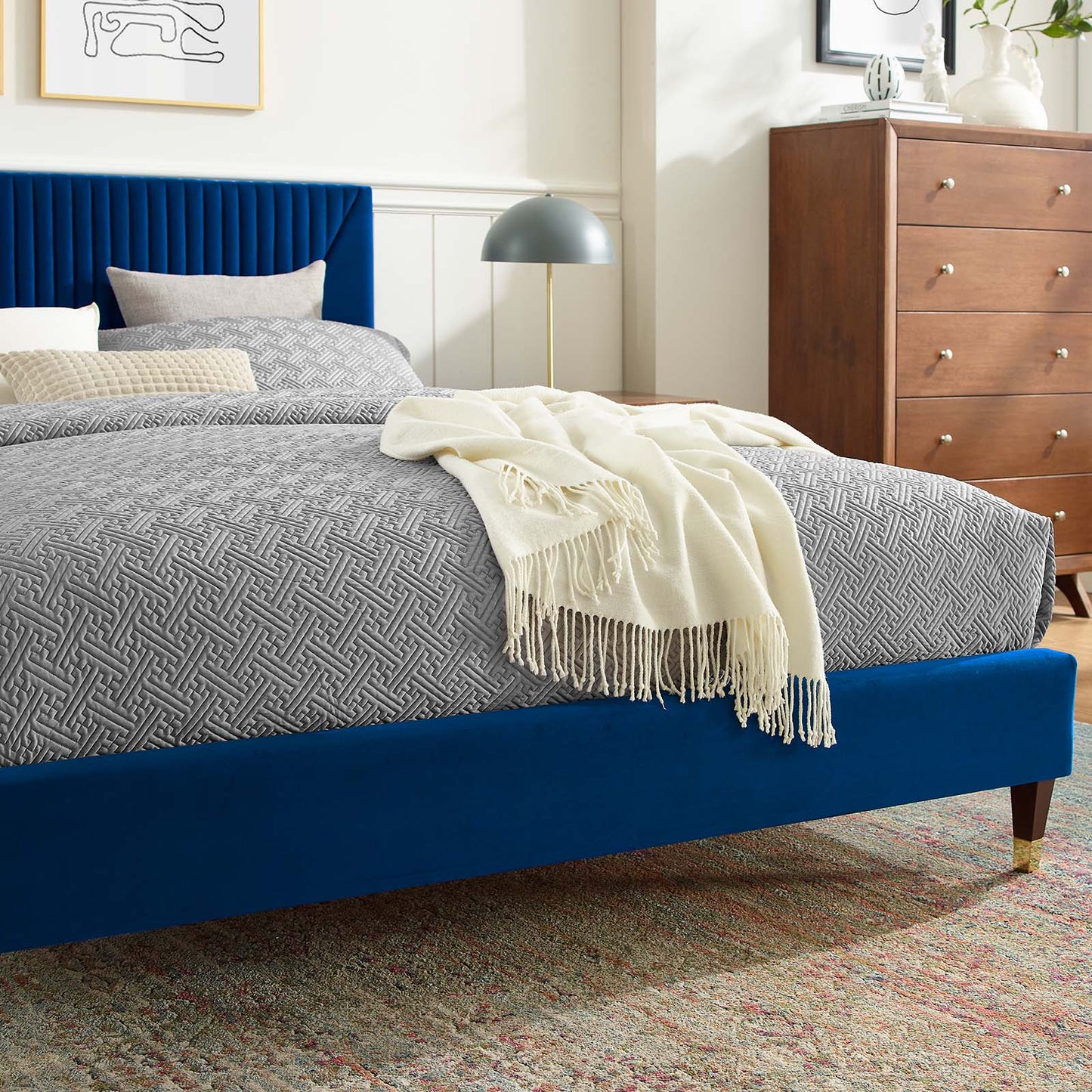 Yasmine Channel Tufted Performance Velvet Queen Platform Bed By Modway - MOD-6972 | Beds | Modishstore - 23