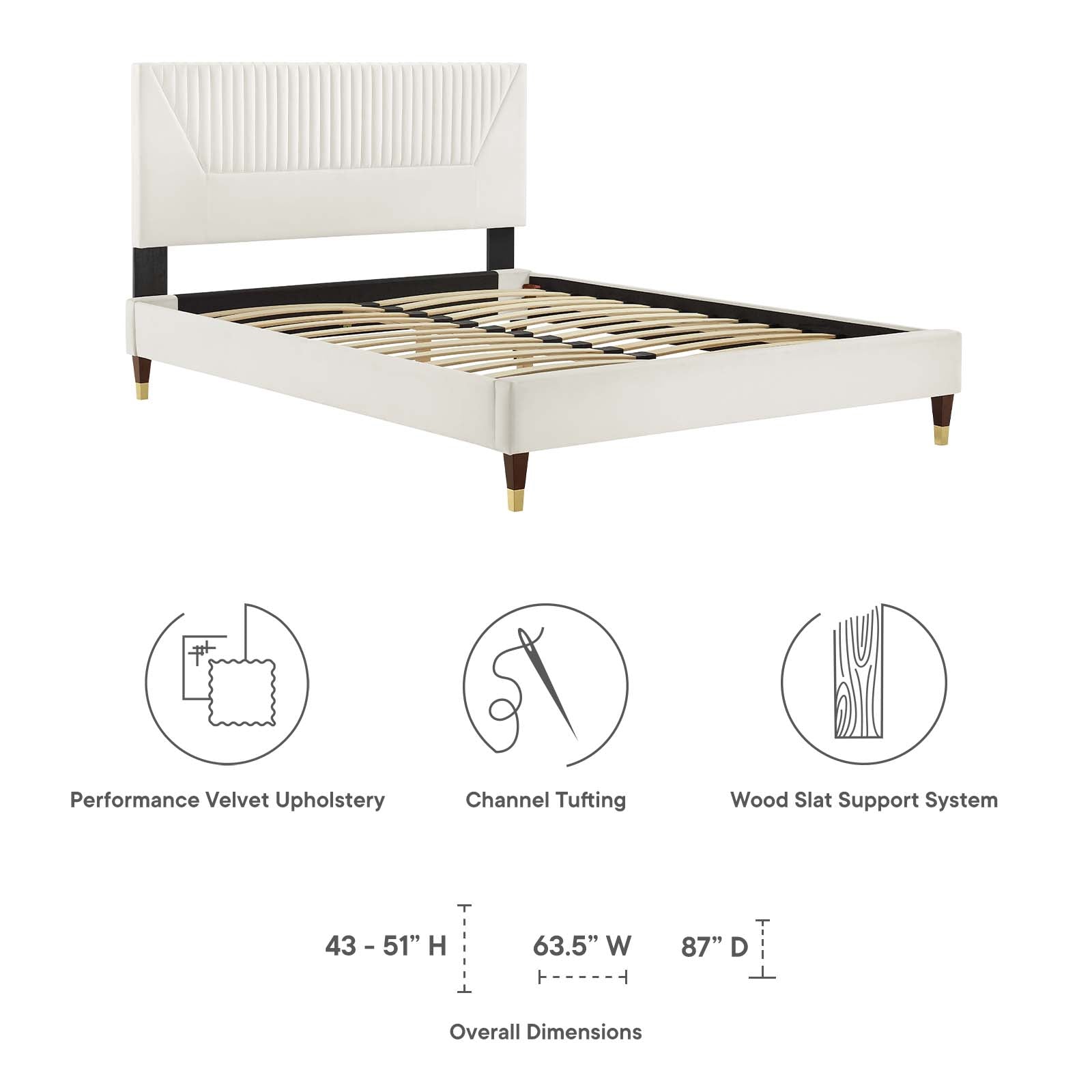 Yasmine Channel Tufted Performance Velvet Queen Platform Bed By Modway - MOD-6972 | Beds | Modishstore - 30