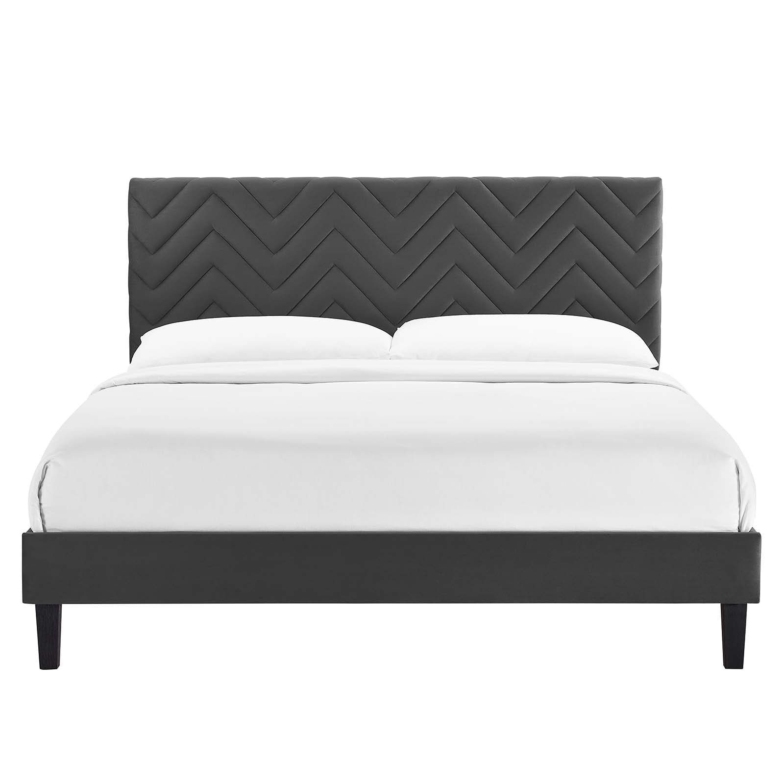 Leah Chevron Tufted Performance Velvet Queen Platform Bed By Modway - MOD-6973 | Beds | Modishstore - 4