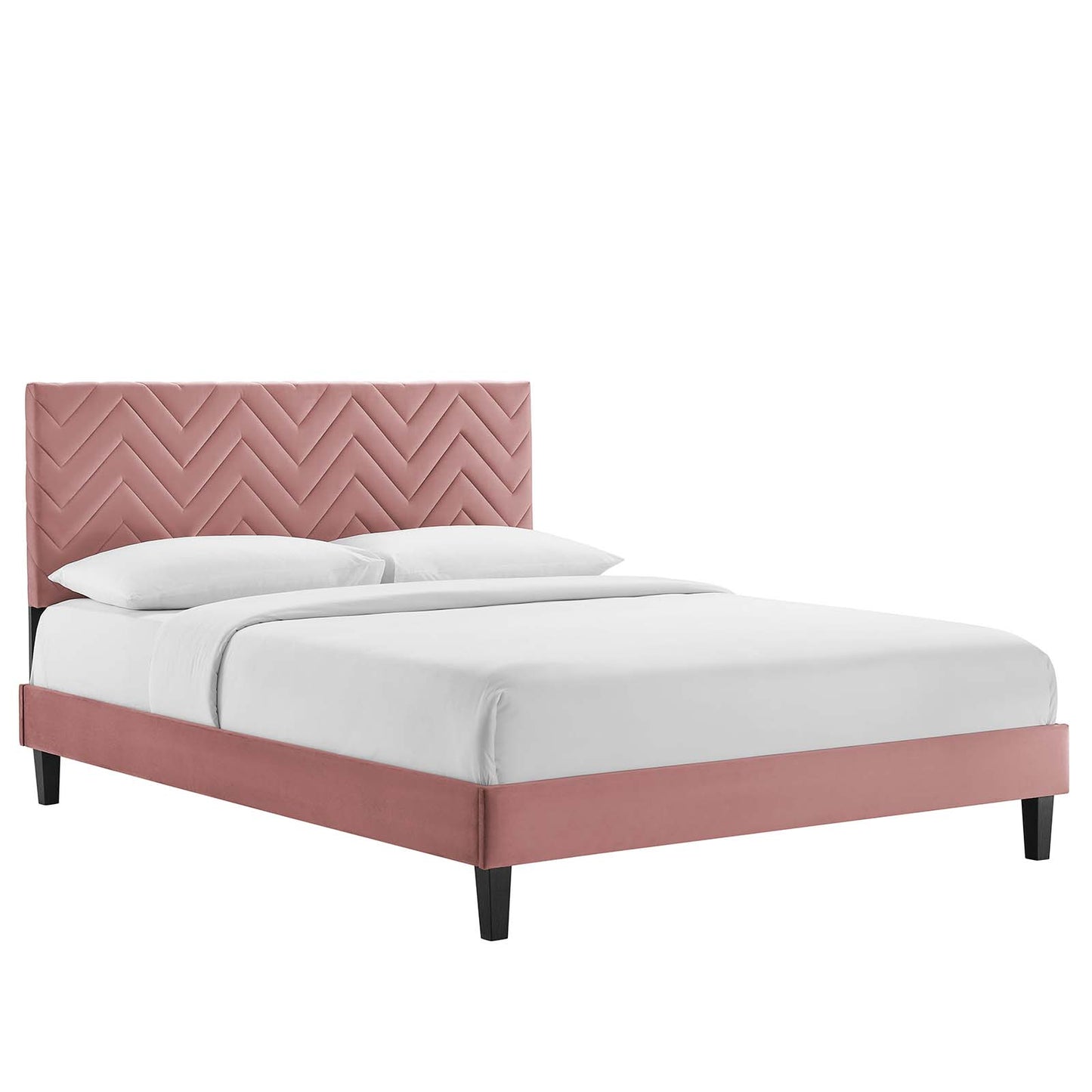 Leah Chevron Tufted Performance Velvet Queen Platform Bed By Modway - MOD-6973 | Beds | Modishstore - 9