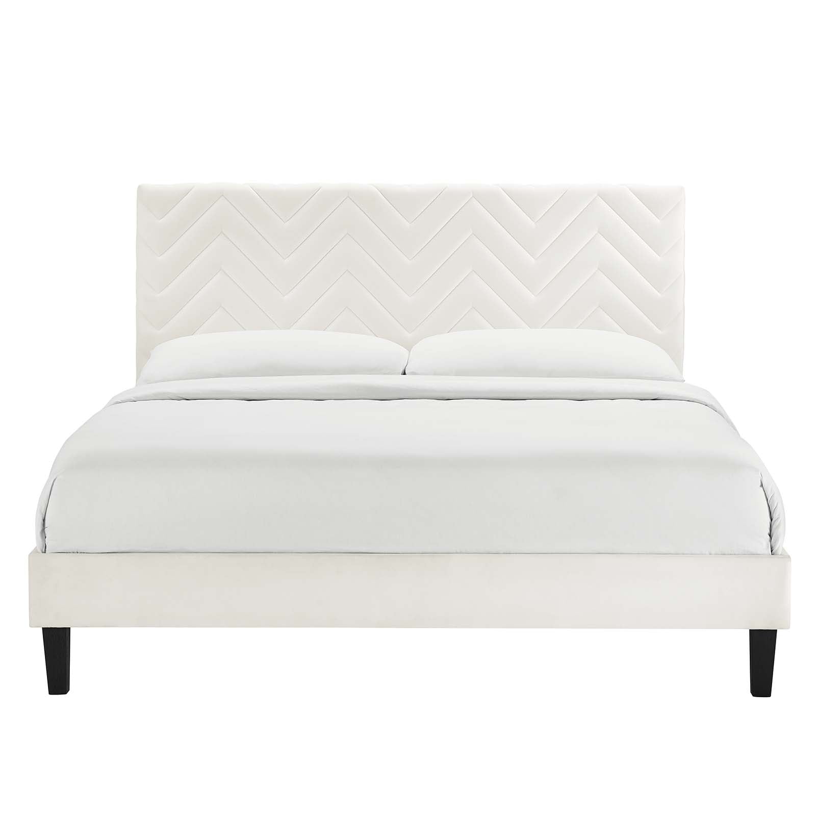 Leah Chevron Tufted Performance Velvet Queen Platform Bed By Modway - MOD-6973 | Beds | Modishstore - 27