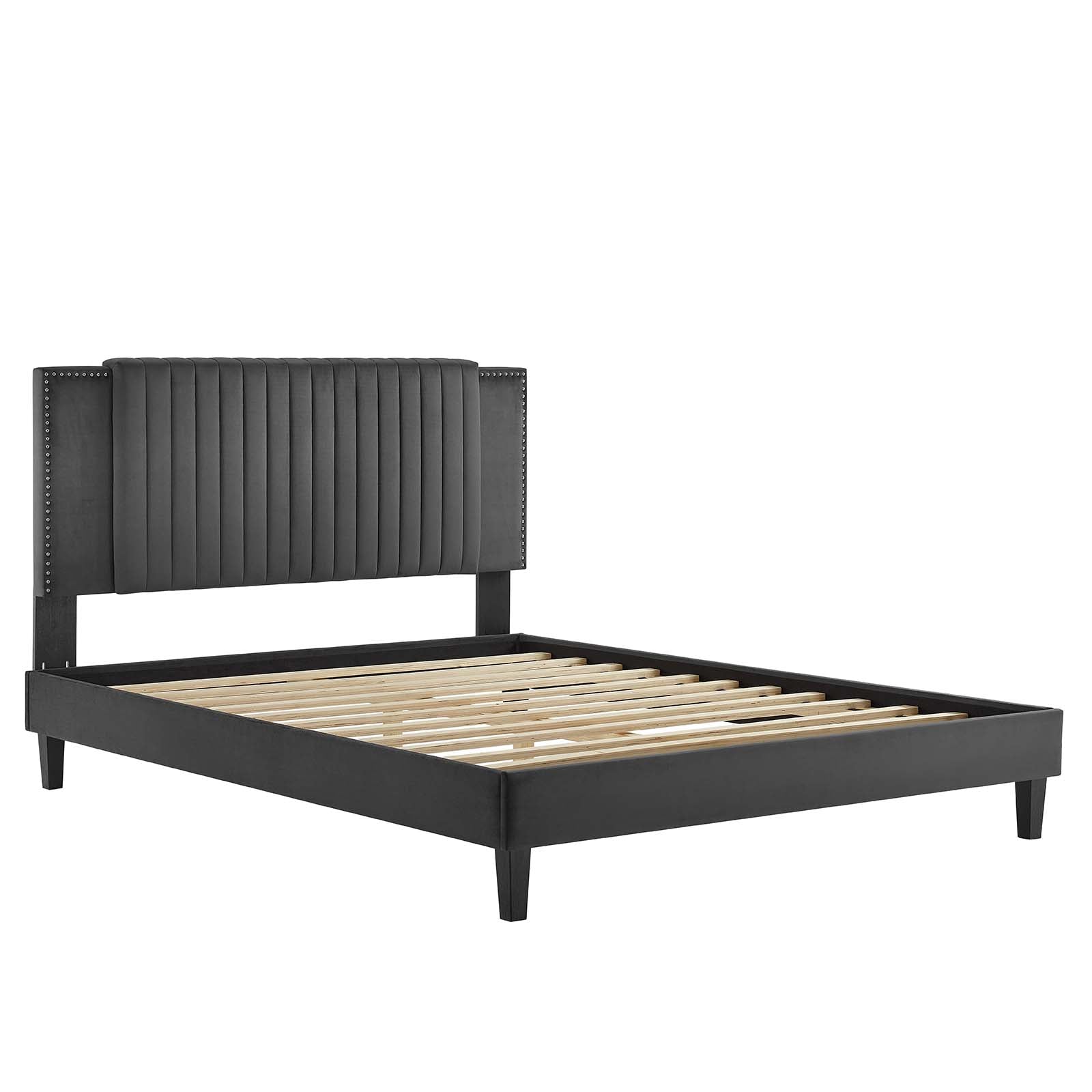 Zahra Channel Tufted Performance Velvet Queen Platform Bed By Modway - MOD-6974 | Beds | Modishstore - 5