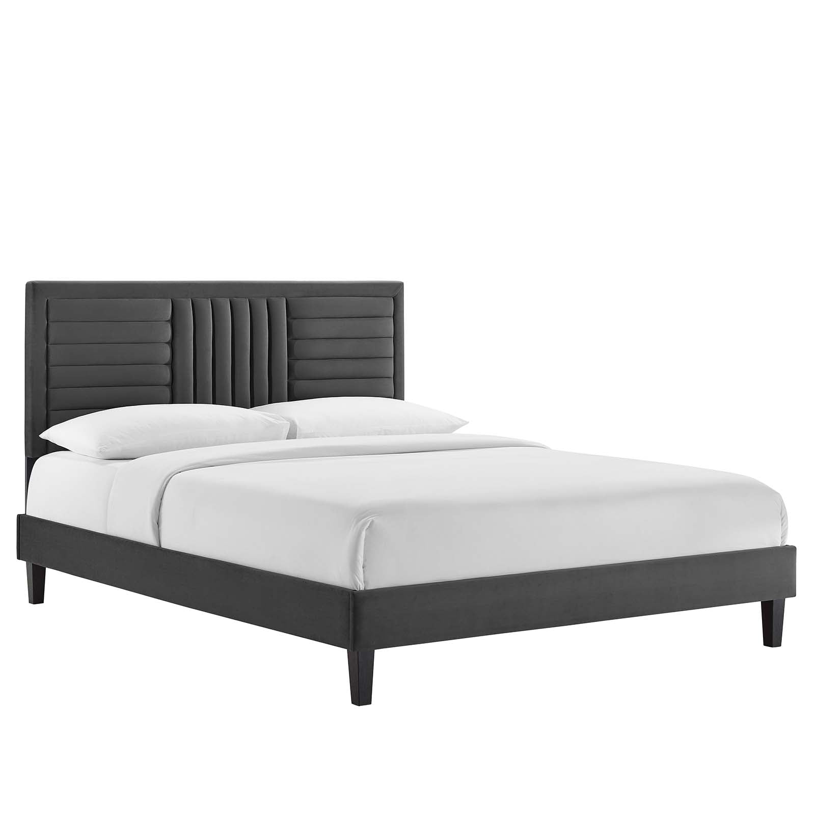 Sofia Channel Tufted Performance Velvet Queen Platform Bed By Modway - MOD-6975 | Beds | Modishstore - 2