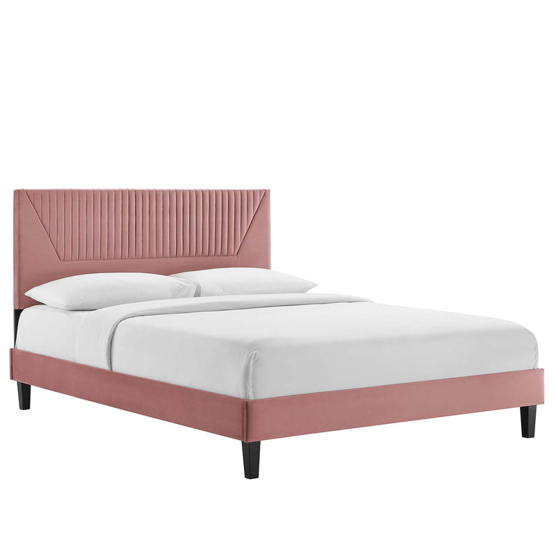 Yasmine Channel Tufted Performance Velvet Queen Platform Bed By Modway - MOD-6976 | Beds | Modishstore - 9