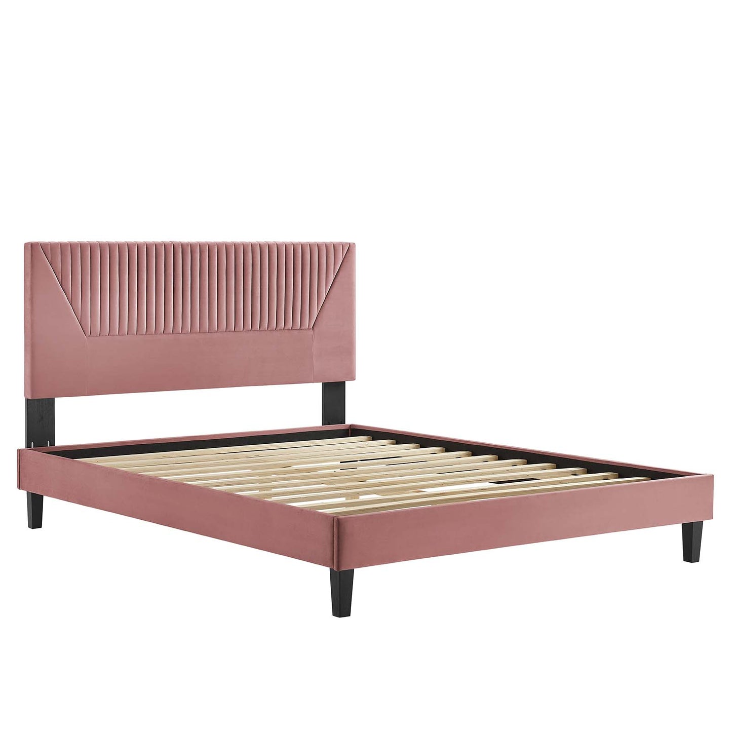 Yasmine Channel Tufted Performance Velvet Queen Platform Bed By Modway - MOD-6976 | Beds | Modishstore - 12