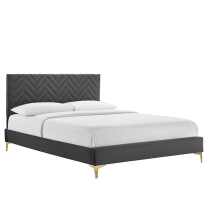 Leah Chevron Tufted Performance Velvet Queen Platform Bed By Modway - MOD-6977 | Beds | Modishstore - 2