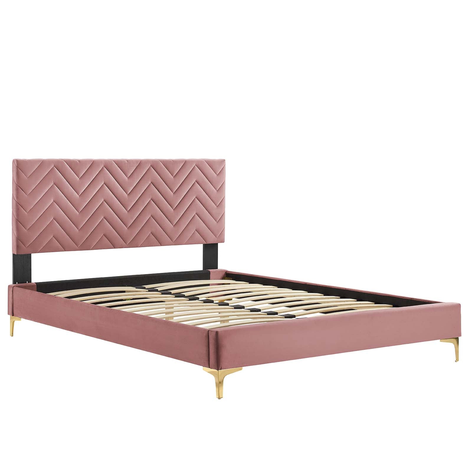 Leah Chevron Tufted Performance Velvet Queen Platform Bed By Modway - MOD-6977 | Beds | Modishstore - 12