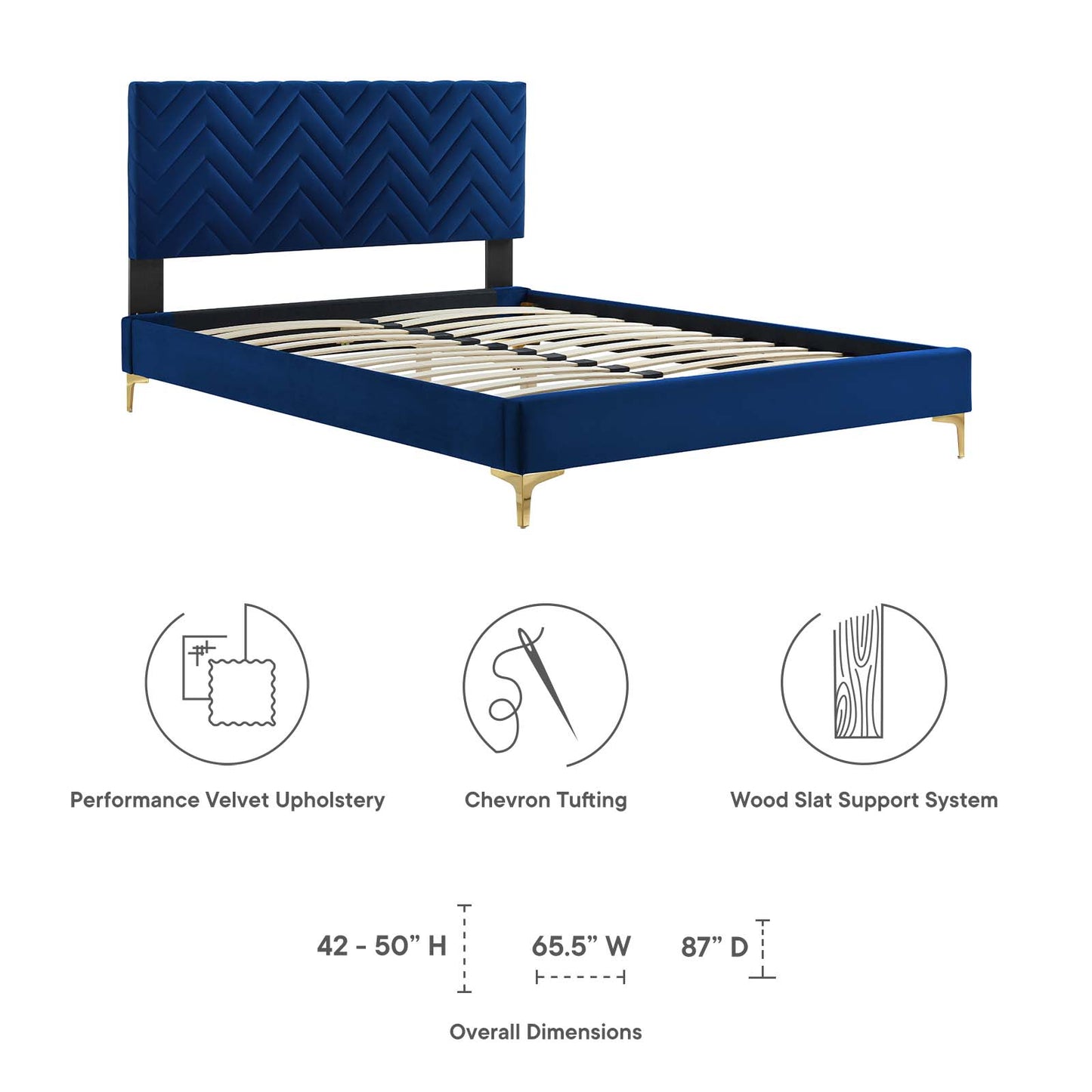 Leah Chevron Tufted Performance Velvet Queen Platform Bed By Modway - MOD-6977 | Beds | Modishstore - 22