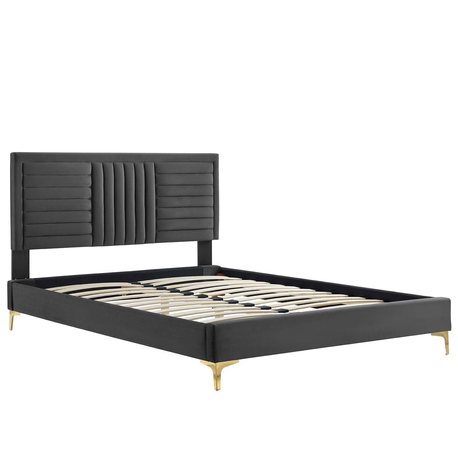 Sofia Channel Tufted Performance Velvet Queen Platform Bed By Modway - MOD-6979 | Beds | Modishstore - 5